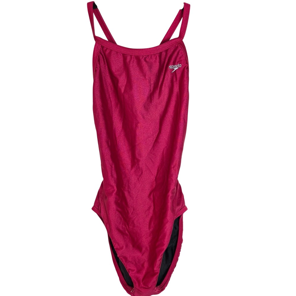 Speedo One Piece Swimsuit Open Back Strappy High Cut Competition Swim 36